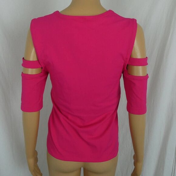 Fabletics Dove Seamless Cold Shoulder Short Sleeve Tee Built in Bra With Cups Md - Picture 6 of 9